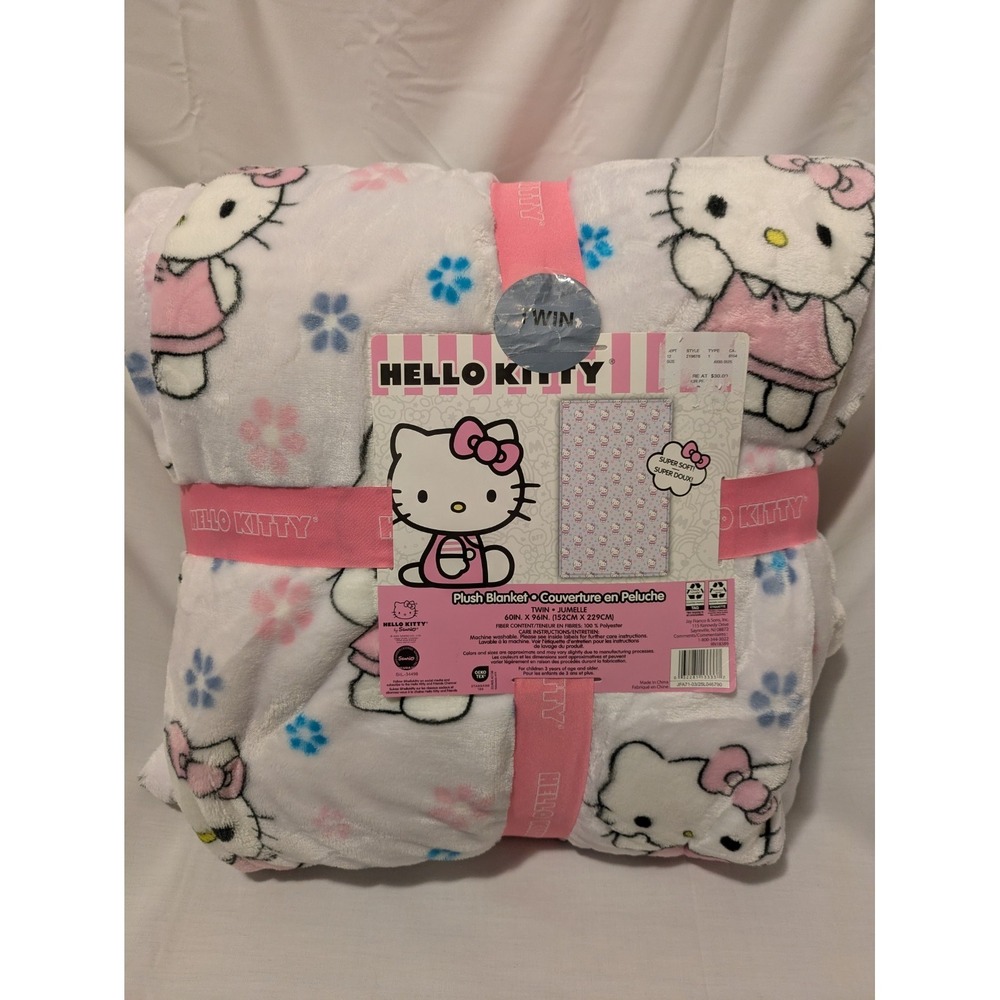 Sanrio Hello Kitty with Pink Bow-Twin Blanket - 60in x 90in - NWT‎